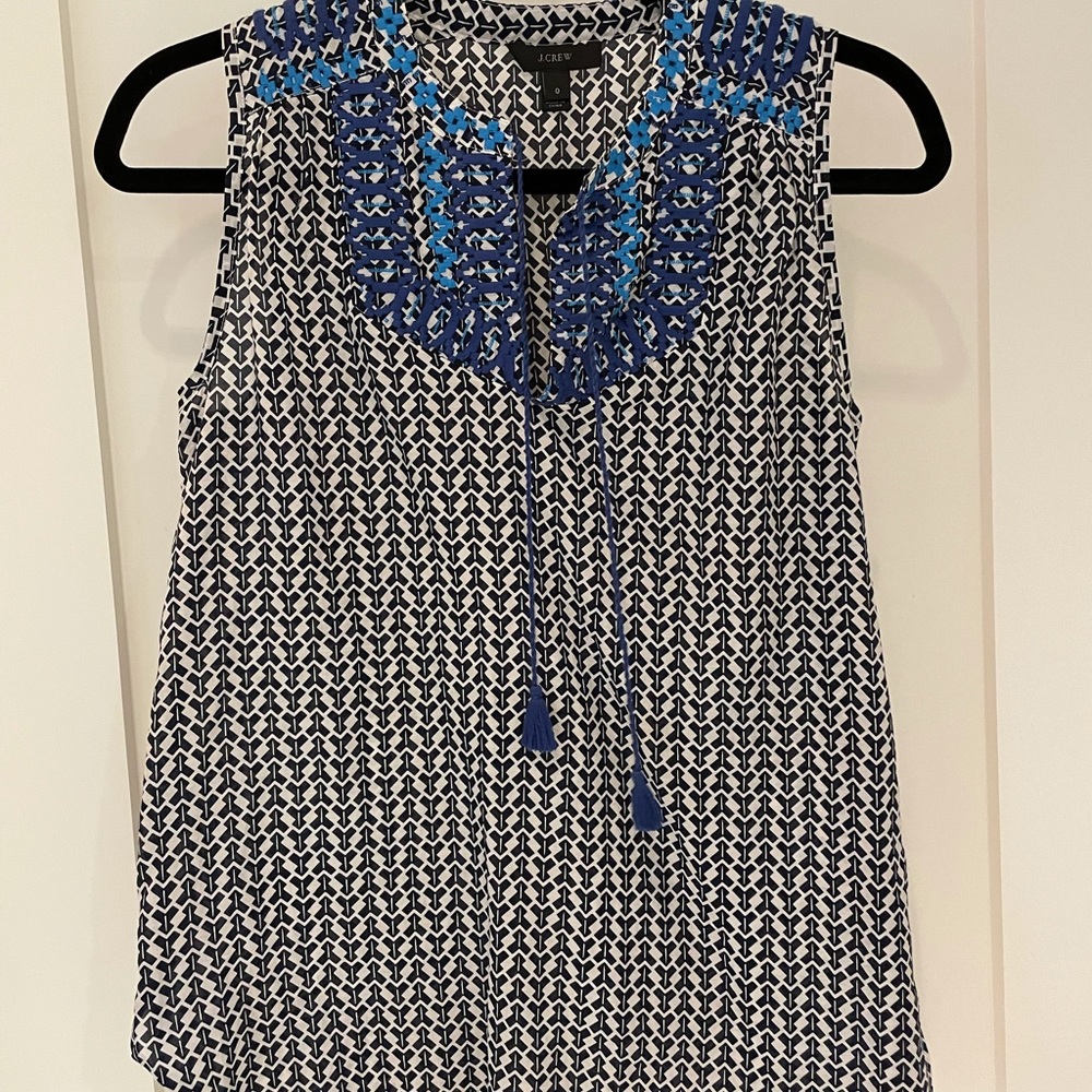 Jcrew women’s embroidered tassel top. Size 0.